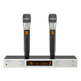 Kit de Micrófonos Inalámbricos UHF / 2 Canales / 2 Micrófonos de Mano / Frecuencia 821-942 MHz /