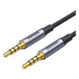 Cable Auxiliar de 3.5mm / Cable Audio Estéreo / Núcleo de Alambre de Cobre Esmaltado / Carcasa de Aluminio Azul + Nylon Trenzado / Soporta Micrófono / 2 Metros