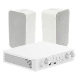 Kit de amplificador con bluetooth | 2 altavoces para pared | Sistema 100V | 2 Canales con Control de volumen Independiente | Música Ambiental