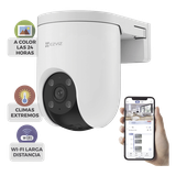 Cámara PT / Wi-Fi / Resolución 3 Megapixel (2K) / Audio de Dos Vías / Visión Nocturna en Color / AI Detección de Humanos / Defensa Activa con Sirena y Luz Estroboscópica / IP65