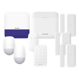 (AX PRO) KIT de Alarma AX PRO / Incluye: 1 Hub con batería de respaldo/ 2 Sensores PIR / 3 Contactos Magnéticos mini / 1 Control Remoto / 1 Sirena Inalambrica Exterior /1 Teclado Inalámbrico / WiFi / Compatible con Hik-Connect P2P