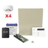 Kit de panel de control antirrobo VISTA-48LA con teclado-receptor inalámbrico 6160RF, gabinete, batería, transformador y 4 detectores de humo