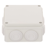 Caja Derivación-Conexión de Plástico (100 X 100 X 54 mm) con 7 Glándulas de Goma. Para Instalaciones Comerciales, Residenciales e Industriales. Incluye Tornillería para su Tapa.