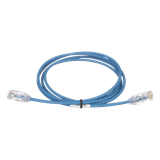 Cable de Parcheo TX6, UTP Cat6, Diámetro Reducido (28AWG), Color Azul, 0.91 metros (3 pies)