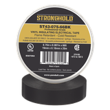 Cinta Eléctrica STRONGHOLD para Aislar, de PVC, Uso Profesional en Construcción Eléctrica, Grosor 0.18mm (7 mil), Ancho 19mm, y 20m Largo, Color Negro.