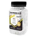 Bote con 100 Piezas de Plug Modular RJ45 Cat5e sin Blindaje, Chapado de Oro a 30 Micras para Durabilidad Extrema