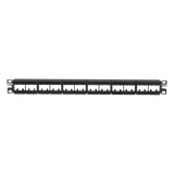 Panel de Parcheo Modular Mini-Com (Sin Conectores), Plano, Sin Blindaje, Con Etiqueta y Cubierta, de 24 Puertos, 1UR