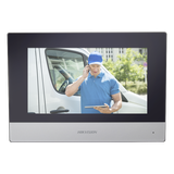 Monitor Hibrido IP WiFi Touch Screen 7" para DS-KIS303P / Vídeo en Vivo / PoE Estándar / Apertura Remota / Llamada Entre Monitores / Audio de dos vías / Policarbonato