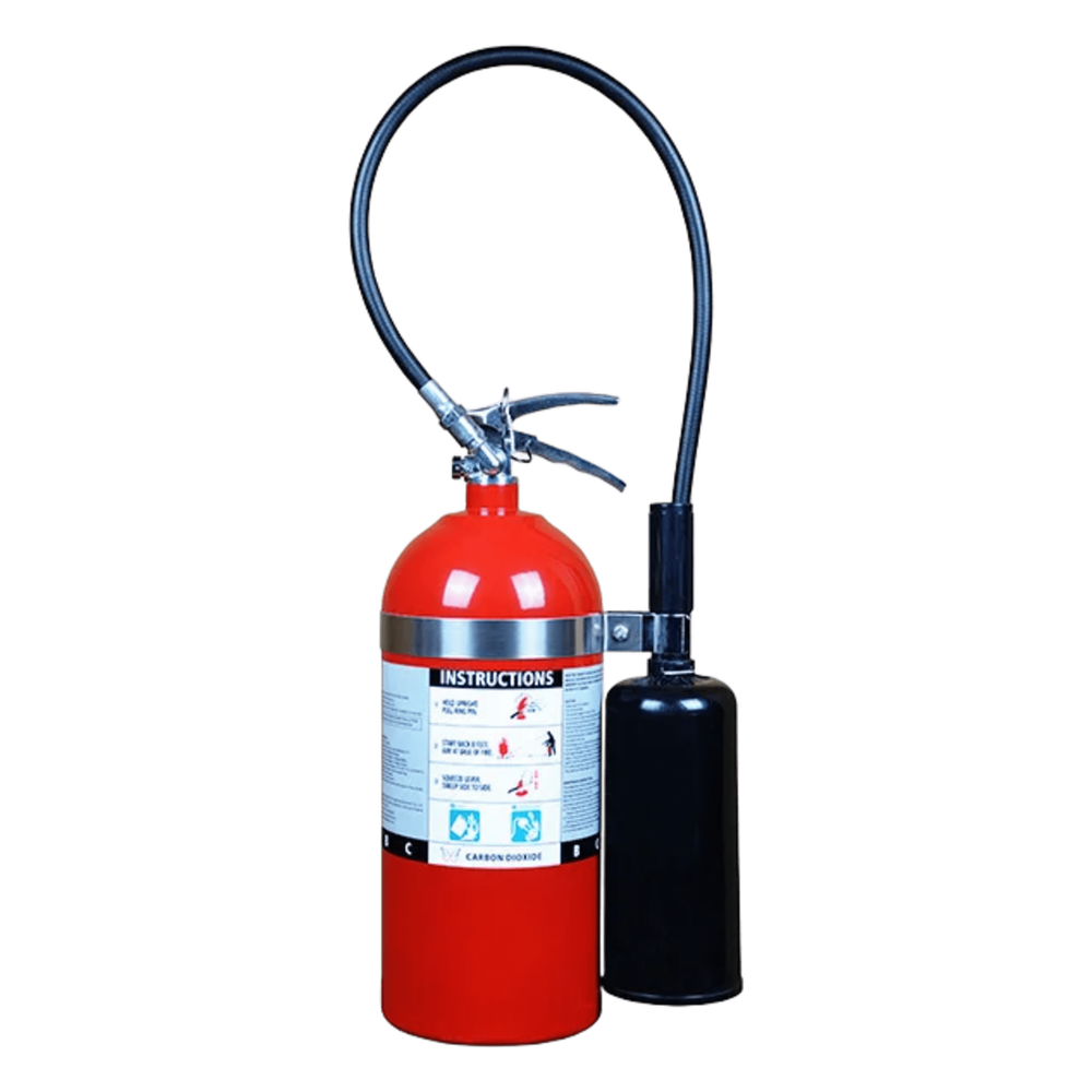 Extintor de dióxido de carbono CO2, para fuegos clase B y C, listado UL, 10 lb (4.54 kg).