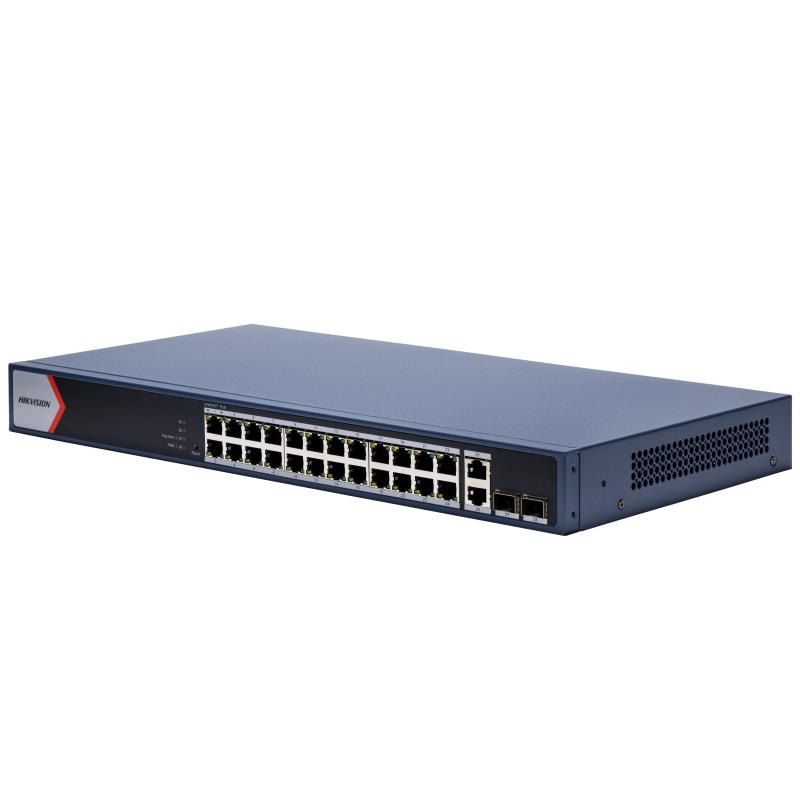 Switch POE Inteligente de 24 Puertos Gigabit POE ALL 1000M (1G) + 2 UP RJ45 (1G) + 2 UP SFP (1G) - 230W BAJO CONSUMO